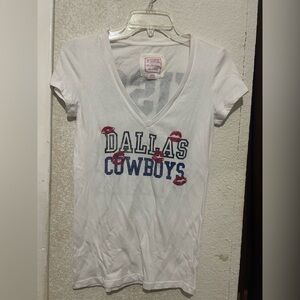 PINK Victoria's Secret White Dallas Cowboys V-Neck Tee